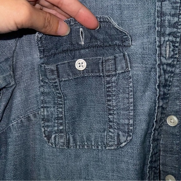 J. Crew factory chambray button down long sleeve roll tab shirt size xs - Picture 2 of 12